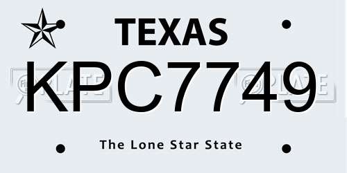 KPC7749 Texas License Plate