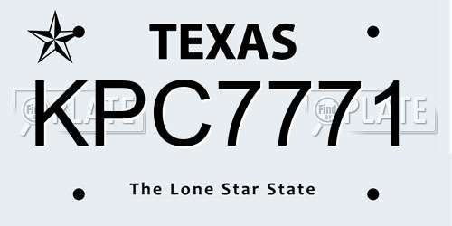 KPC7771 Texas License Plate
