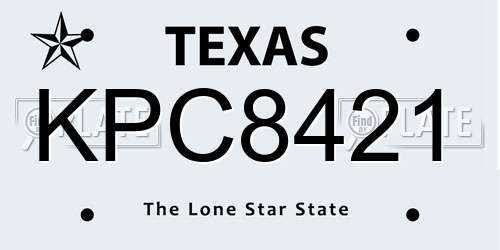 KPC8421 Texas License Plate