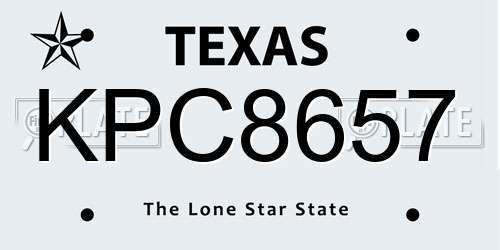 KPC8657 Texas License Plate