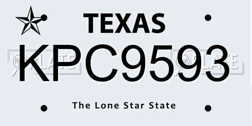 KPC9593 Texas License Plate