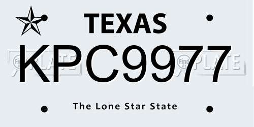 KPC9977 Texas License Plate