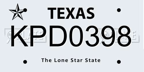 KPD0398 Texas License Plate