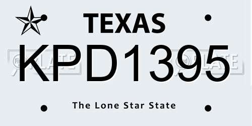 KPD1395 Texas License Plate