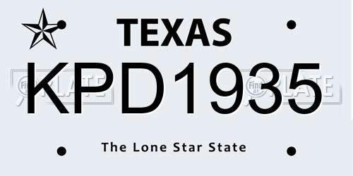KPD1935 Texas License Plate