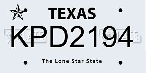 KPD2194 Texas License Plate