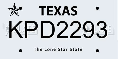 KPD2293 Texas License Plate