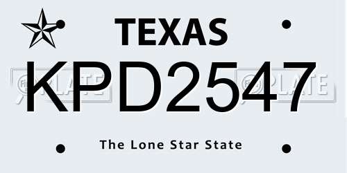 KPD2547 Texas License Plate