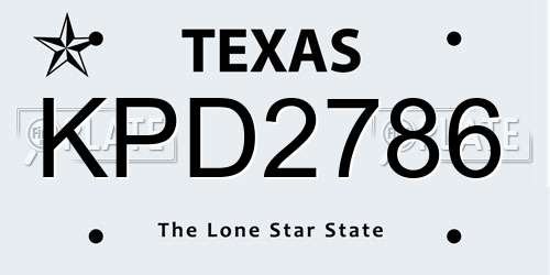 KPD2786 Texas License Plate