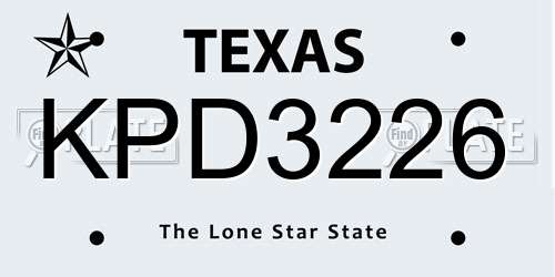 KPD3226 Texas License Plate