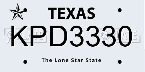 KPD3330 Texas License Plate