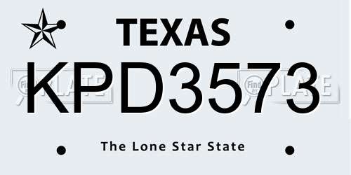 KPD3573 Texas License Plate