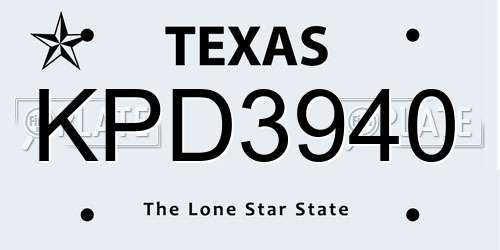 KPD3940 Texas License Plate