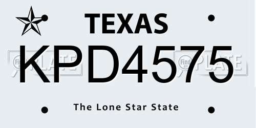 KPD4575 Texas License Plate