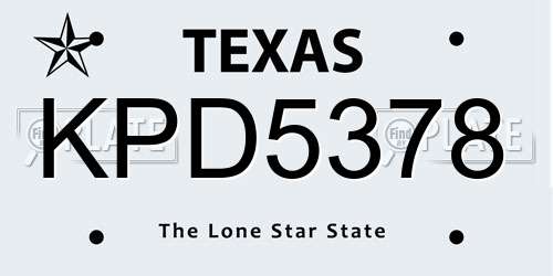 KPD5378 Texas License Plate