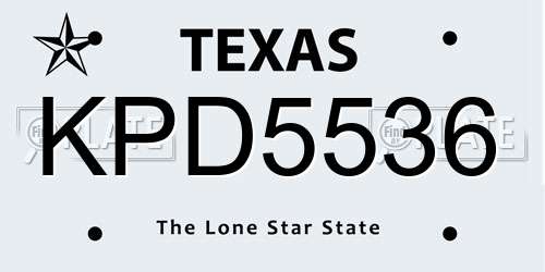 KPD5536 Texas License Plate