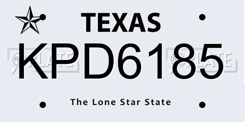 KPD6185 Texas License Plate