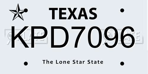 KPD7096 Texas License Plate