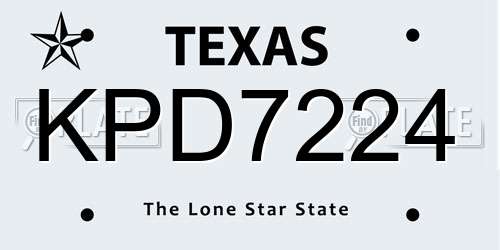 KPD7224 Texas License Plate