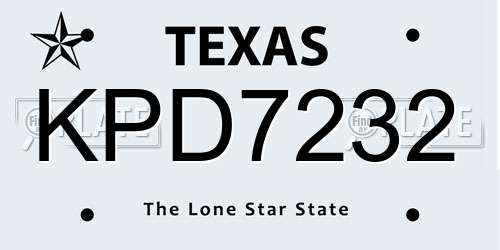 KPD7232 Texas License Plate