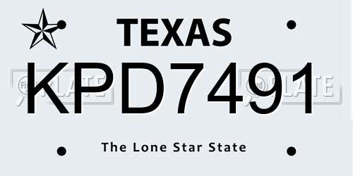 KPD7491 Texas License Plate