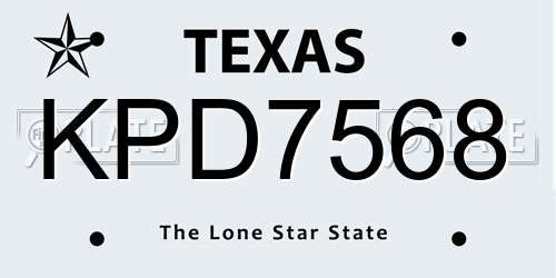 KPD7568 Texas License Plate