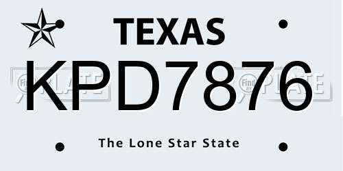 KPD7876 Texas License Plate