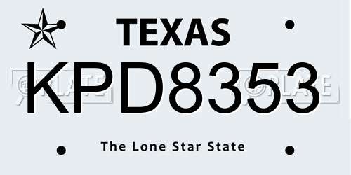 KPD8353 Texas License Plate
