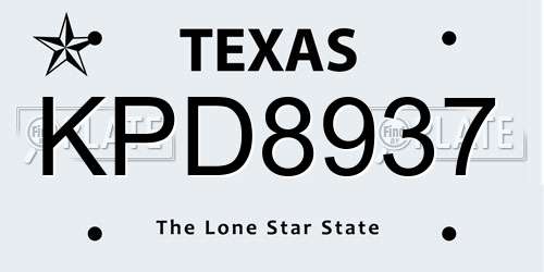 KPD8937 Texas License Plate