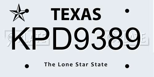 KPD9389 Texas License Plate