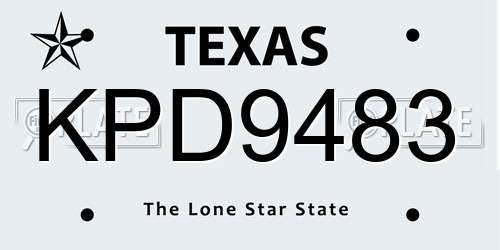 KPD9483 Texas License Plate