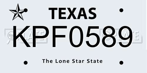 KPF0589 Texas License Plate