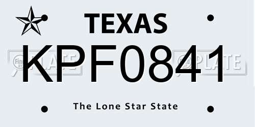 KPF0841 Texas License Plate