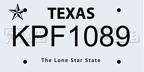 KPF1089 Texas License Plate