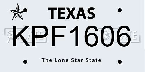 KPF1606 Texas License Plate