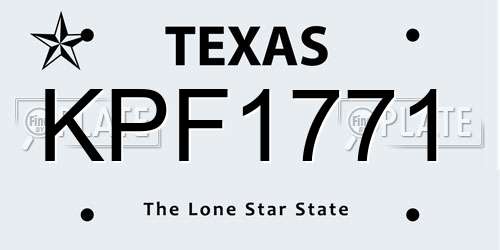 KPF1771 Texas License Plate