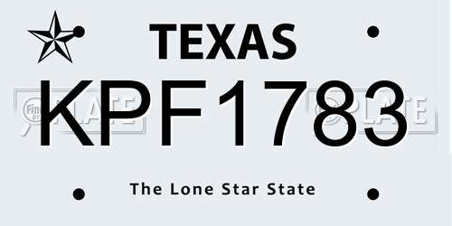 KPF1783 Texas License Plate