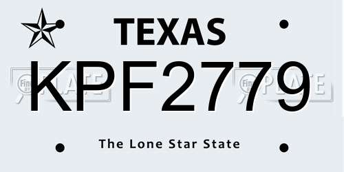 KPF2779 Texas License Plate