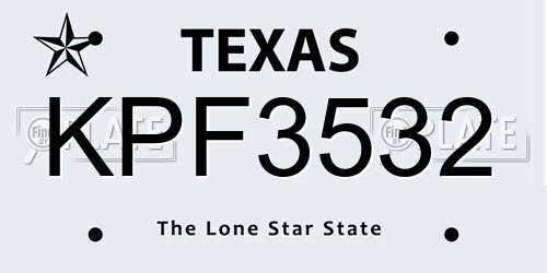 KPF3532 Texas License Plate