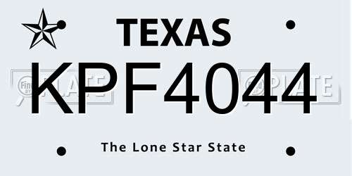 KPF4044 Texas License Plate