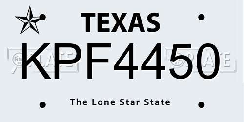 KPF4450 Texas License Plate