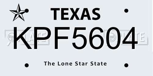 KPF5604 Texas License Plate