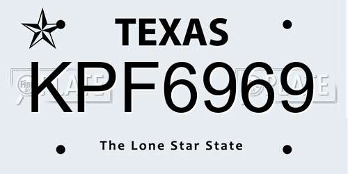 KPF6969 Texas License Plate