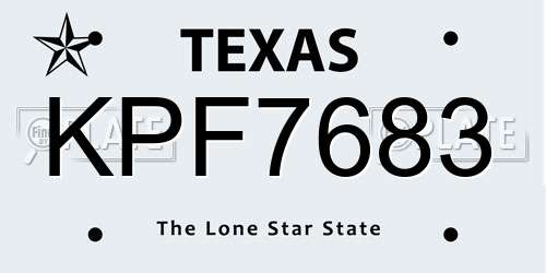 KPF7683 Texas License Plate