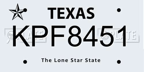 KPF8451 Texas License Plate