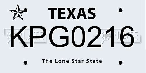 KPG0216 Texas License Plate