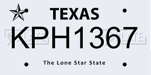 KPH1367 Texas License Plate