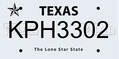 KPH3302 Texas License Plate