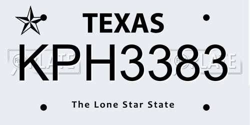 KPH3383 Texas License Plate
