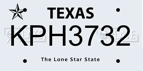 KPH3732 Texas License Plate